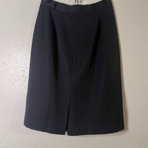 Nordstroms Industrialist Sportswear Womens Black Wool Skirt 12 with pockets - Picture 2 of 11